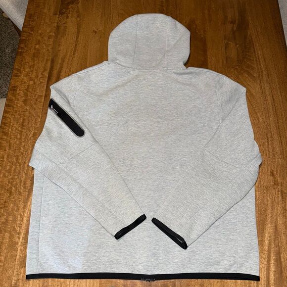 NIKE SPORTSWEAR TECH FLEECE GREY BLACK MEN'S FULL-ZIP HOODIE CU4489-063 SIZE XXL - Picture 7 of 10